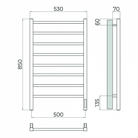 Ватикан П8 500х850 Электро (quick touch) Полотенцесушитель TERMINUS Сатин Череповец - фото 4