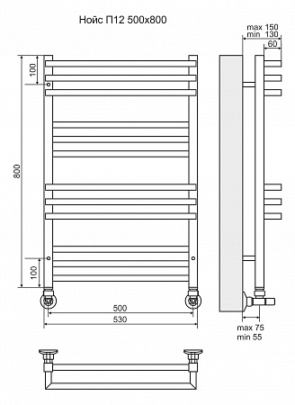 Нойс П12 500х800 Полотенцесушитель  TERMINUS Череповец - фото 3