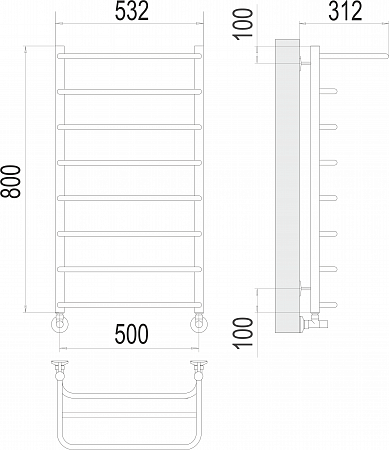 Полка П8 500х800  Полотенцесушитель  TERMINUS Череповец - фото 3