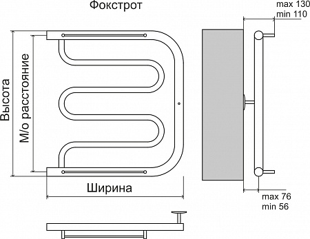 Фокстрот AISI 32х2 500х400 Полотенцесушитель  TERMINUS Череповец - фото 4