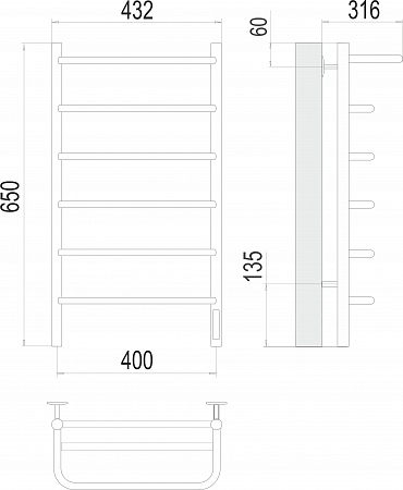 Полка П6 400х650 Электро (quick touch) Полотенцесушитель  TERMINUS Череповец - фото 3