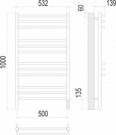 Прато П12 500х1000 электро (sensor quick touch) Полотенцесушитель  TERMINUS Череповец - фото 3