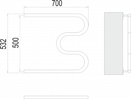 М-обр AISI 32х2 500х700 Полотенцесушитель  TERMINUS Череповец - фото 3