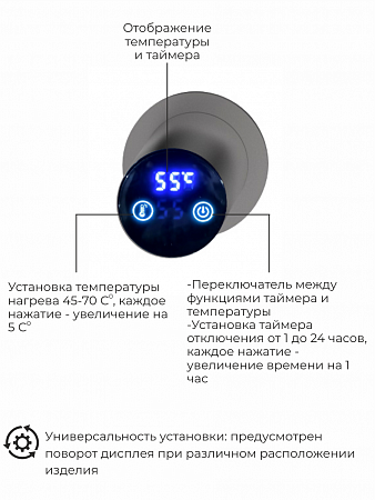 Рондо П2 350х760 электро Полотенцесушитель TERMINUS Оружейная сталь Череповец - фото 5