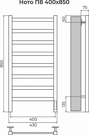 Ното П8 400х850 Электро (quick touch) Полотенцесушитель TERMINUS Череповец - фото 3