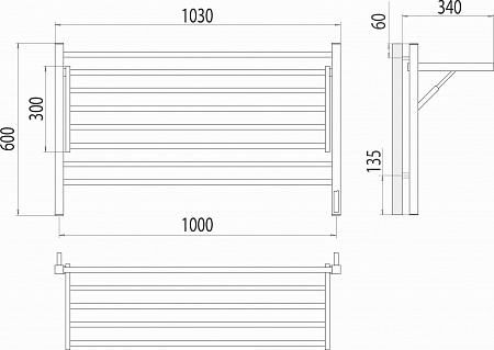 Горизонт П8 1000х600 электро КС ЧЕРНЫЙ МУАР (sensor quick touch) Полотенцесушитель TERMINUS Череповец - фото 5